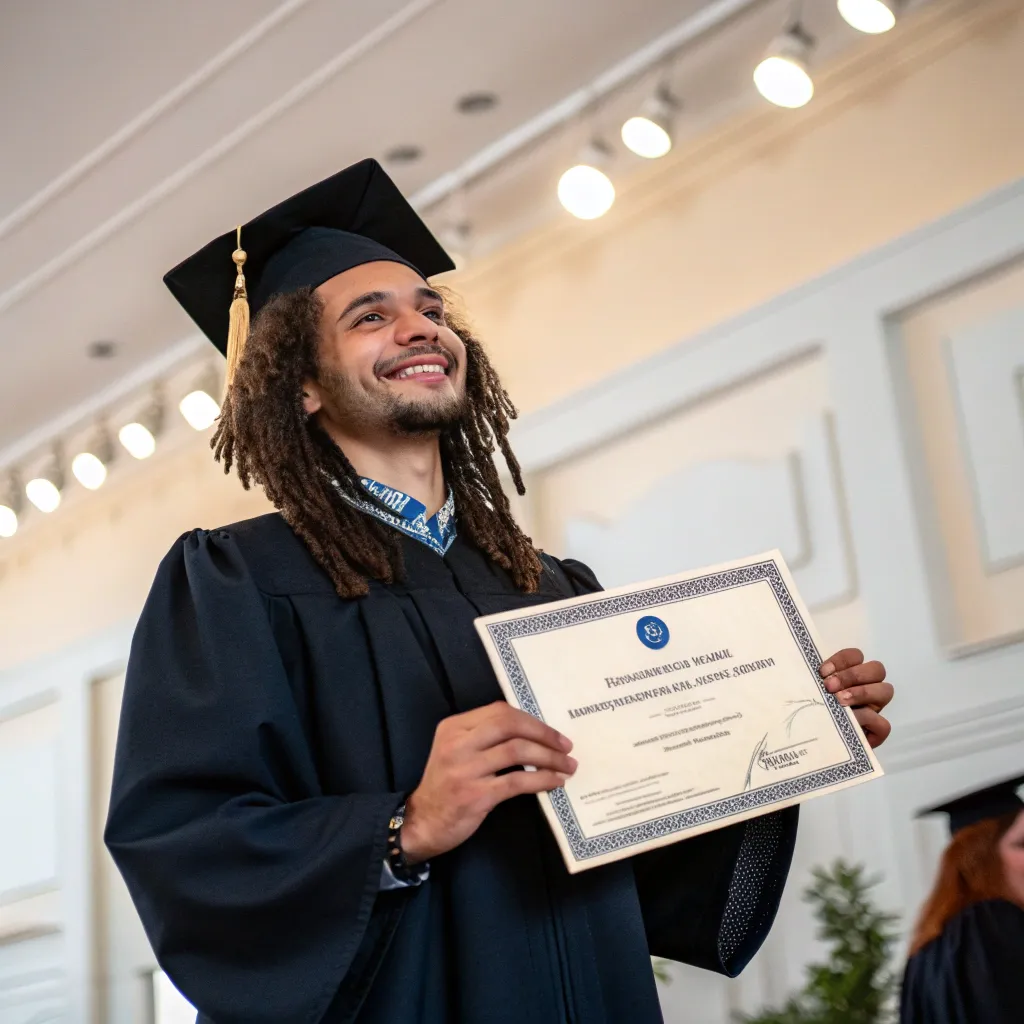 Graduate holding a certificate